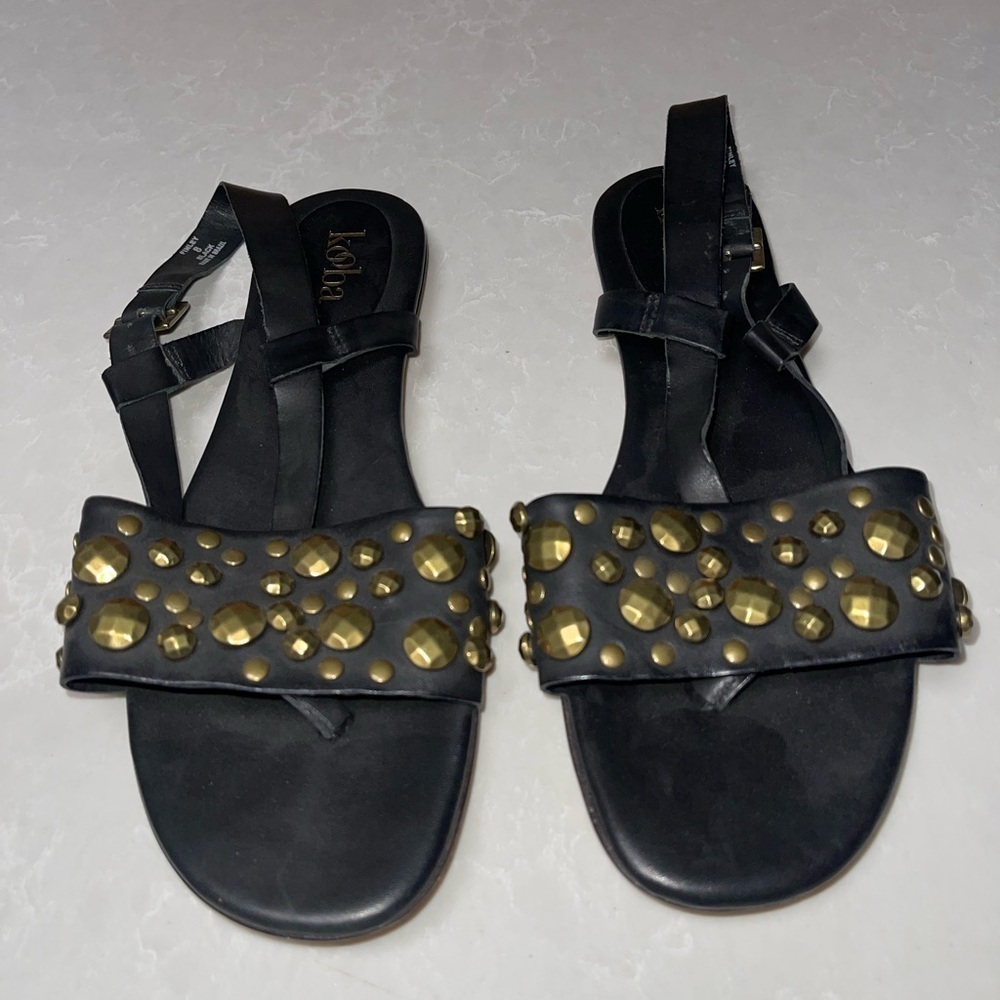 Kooba Black Leather Finley Sandals EUC